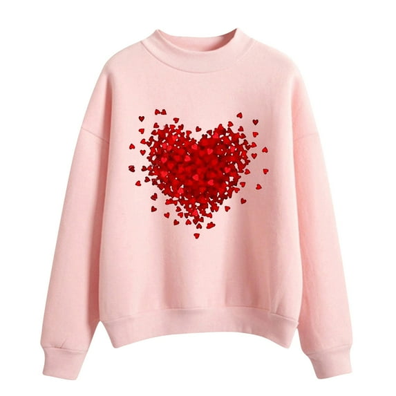 Baqcunre Crewneck Sweatshirts Printing Sweatshirt Top Long Sleeved Sweatshirt Casual Blouse Temperament Pullover Top(Red 2 S-XXL),Womens Sweatshirt Womens Tops Valentine'S Day Shirts For Women