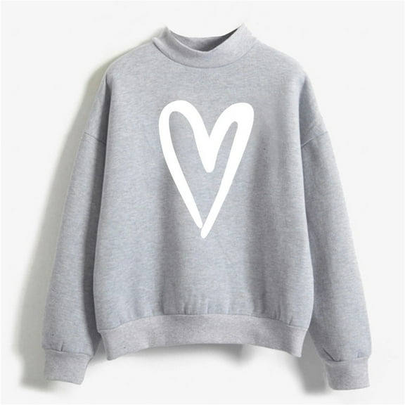 Baqcunre Crewneck Sweatshirts Round Neck Hoodless Sweater Love Printed Valentine's Day Sweatshirt(Grey S-2XL),Womens Sweatshirt Womens Tops Valentine's Day Shirts for Women