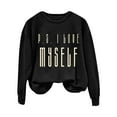 thumbnail image 1 of Baqcunre Crewneck Sweatshirts Solid Color Crew Neck Loose Long Sleeved Valentine's Day Print Hoodie(Black S-XXL),Womens Sweatshirt Womens Tops Valentine'S Day Shirts For Women, 1 of 3
