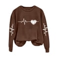 thumbnail image 1 of Baqcunre Crewneck Sweatshirts Solid Color Crew Neck Loose Long Sleeved Valentine's Day Print Hoodie(Coffee S-XXL),Womens Sweatshirt Womens Tops Valentine'S Day Shirts For Women, 1 of 3