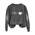 thumbnail image 1 of Baqcunre Crewneck Sweatshirts Solid Color Crew Neck Loose Long Sleeved Valentine's Day Print Hoodie(Dark Gray S-XXL),Womens Sweatshirt Womens Tops Valentine'S Day Shirts For Women, 1 of 3