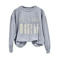 thumbnail image 1 of Baqcunre Crewneck Sweatshirts Solid Color Crew Neck Loose Long Sleeved Valentine's Day Print Hoodie(Grey S-XXL),Womens Sweatshirt Womens Tops Valentine'S Day Shirts For Women, 1 of 3