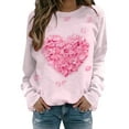 thumbnail image 1 of Baqcunre Crewneck Sweatshirts Solid Color Crew Neck Loose Long Sleeved Valentine's Day Print Hoodie(Pink S-XL),Womens Sweatshirt Womens Tops Valentine'S Day Shirts For Women, 1 of 3