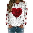 thumbnail image 1 of Baqcunre Crewneck Sweatshirts Solid Color Crew Neck Loose Long Sleeved Valentine's Day Print Hoodie (Red S-XL), Womens Sweatshirt Womens Tops Valentine's Day Shirts for Women, 1 of 4