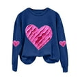 thumbnail image 1 of Baqcunre Crewneck Sweatshirts Solid Color Crew Neck Loose Long Sleeved Valentine's Day Print Hoodless Sweatshirt(Navy S-2XL),Womens Sweatshirt Womens Tops Valentine's Day Shirts for Women, 1 of 4