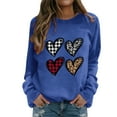 thumbnail image 1 of Baqcunre Crewneck Sweatshirts Valentine's Day Women's Sweatshirt Crew Neck Four Heart Print Long Sleeve Casual Sweat Tops (Blue S-2XL), Womens Sweatshirt Womens Tops Valentine's Day Shirts for Women, 1 of 5