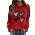thumbnail image 1 of Baqcunre Crewneck Sweatshirts Valentine's Day Women's Sweatshirt Crew Neck Four Heart Print Long Sleeve Casual Sweat Tops (Red S-2XL), Womens Sweatshirt Womens Tops Valentine's Day Shirts for Women, 1 of 5