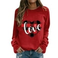 thumbnail image 1 of Baqcunre Crewneck Sweatshirts Valentine's Day Women's Sweatshirt Crew Neck Plaid Heart Print Long Sleeve Casual Sweat Tops(Red S-XXL),Womens Sweatshirt Womens Tops Valentine'S Day Shirts For Women, 1 of 4