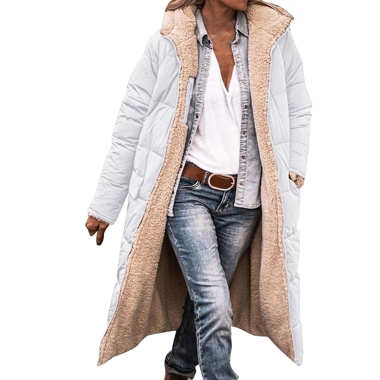 Chic White hooded Pockets Casual Winter Down Coat