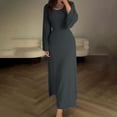 thumbnail image 1 of Baqcunre Elegant Bodycon Dress Crew Neck Long Dress Elegant Long Sleeve Ribbed Bodycon Maxi Dresses Long Dress Women'S Casual Dresses Fall Dresses For Women,Womens Dresses,Color Dark Gray,Size L, 1 of 5