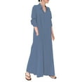 thumbnail image 1 of Baqcunre Fall Dresses For Women 2023 Women'S Casual Button Down Cotton Linen Long Shirt Dress With Pockets Women'S Casual Dresses Long Sleeve Dress For Women Blue 2 Dress M, 1 of 4
