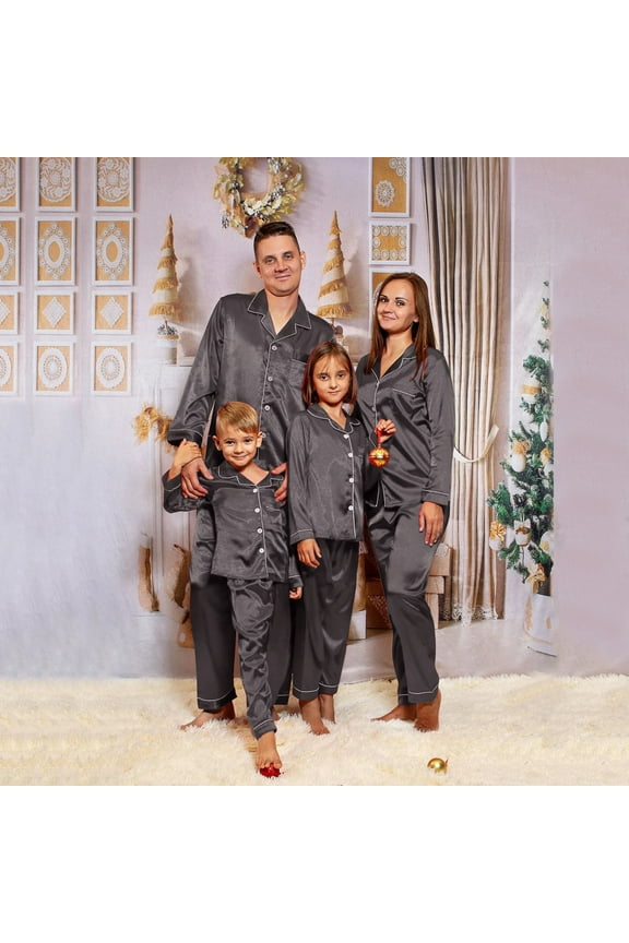 Family Christmas Pajamas Matching Sets,Women Satin Pajamas PJ's Solid Family Matching Sleepwear Nightwear Loungewear Pants Outfits Set Lounge Set,Pajamas For Women Christmas Pajamas Brown L