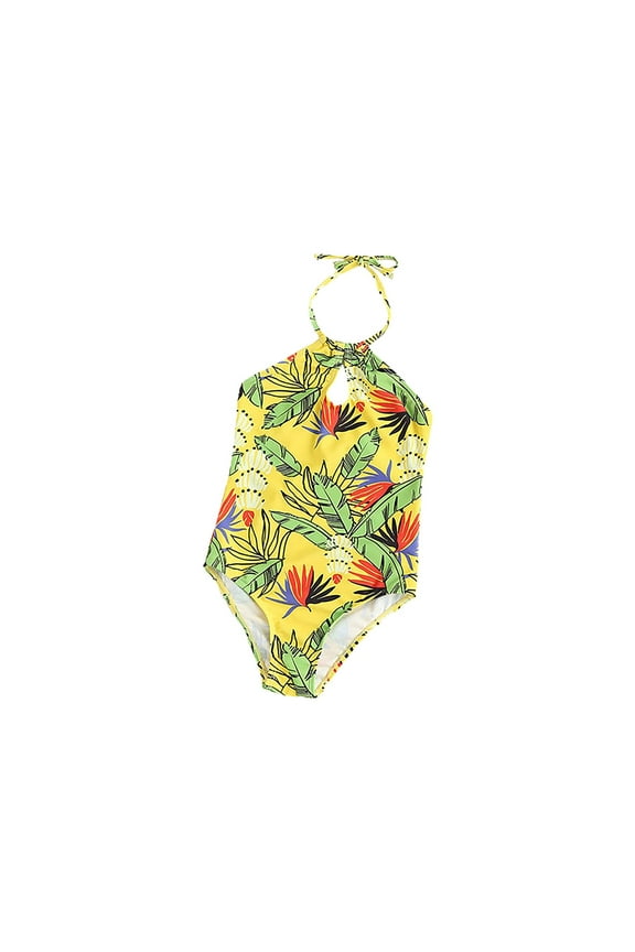 Family Suit, Parent-Child Suit, Family Swimsuits Matching Set Mommy And Me Bathing Suits Matching Swimsuits Two Piece Bikini Beach Swimwear Yellow 6Y