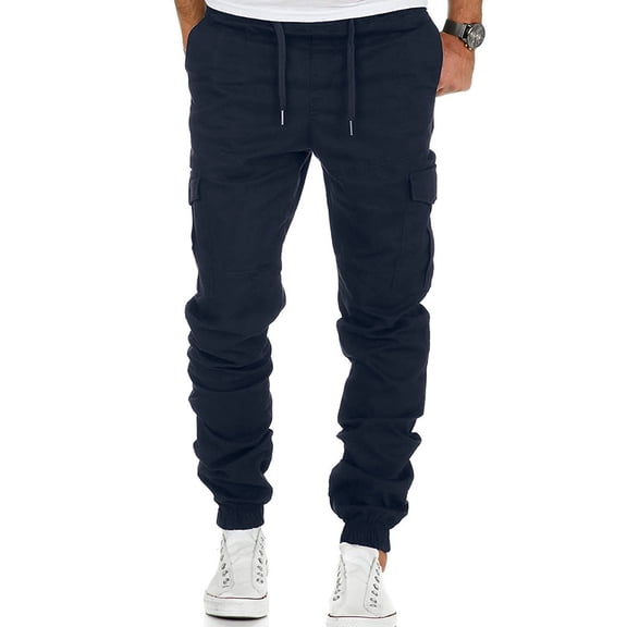 Baqcunre Fashion Men's Sport Pure Color Bandage Casual Loose Sweatpants Drawstring Pant,M,Mens Sweatpants,Men'S Pants,Joggers For Men,Mens Clothes,Mens Fashion,Navy