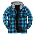 thumbnail image 1 of Baqcunre Fleece Jacket Men, Autumn and Winter Fashion Casual Plaid Polar Fleece Pocket Hooded Zipper Buckle Composite Jacket Thick Coat Mens Jacket,Winter Coats for Men Sky Blue M, 1 of 3