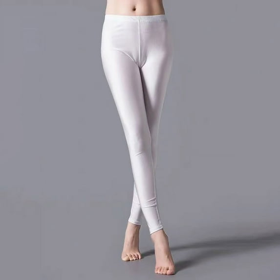 Baqcunre Glossy Casual High Waisted Elastic Yoga Pants For Women Wearing Slim Fitting 9 Point Candy Colored Leggings Christmas Leggings Leggings For Women Thermal Leggings Women'S Pants,Color White