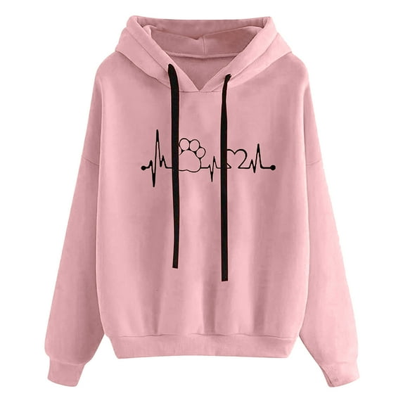 Baqcunre Graphic Hoodie,Heart Printing Comfy Hoodies Bright Color Long Sleeve Sweatshirt Womens Sweatshirt,Womens Hoodies Womens Tops Pink M