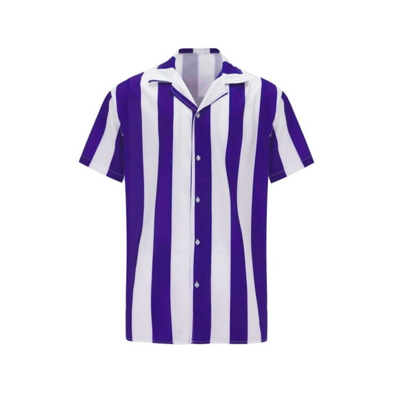Baqcunre Graphic Tees Men Men'S European Size Wide Striped Suit Collar Shirt Thin Beach Youth Fashion Casual Shirt Suits For Men Tops For Men Purple M