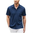 thumbnail image 1 of Baqcunre Graphic Tees Men New Men'S Casual Buckle Short Sleeved Loose Fitting Beach Roman Knit Shirt Top Short Sleeve Button Down Men Tops For Men Blue L, 1 of 7
