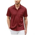 thumbnail image 1 of Baqcunre Graphic Tees Men New Men'S Casual Buckle Short Sleeved Loose Fitting Beach Roman Knit Shirt Top Short Sleeve Button Down Men Tops For Men Red L, 1 of 7
