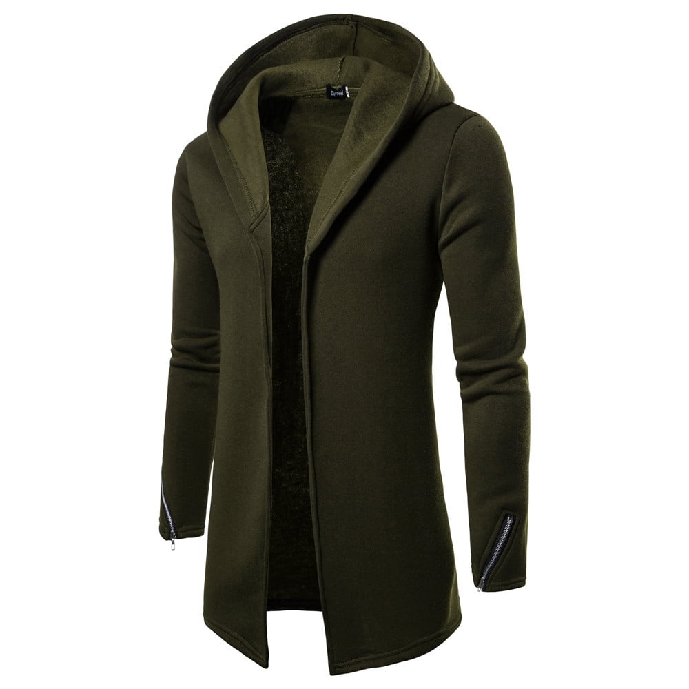 Baqcunre Hoodies For Men Men'S Hooded Solid Zipper Trench Coat Jacket ...
