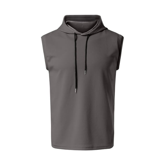 Baqcunre Hoodies For Men Mens Sleeveless Vest Top Casual T Shirt Solid Color Hooded Hoodie Sweatshirts For Men Tops For Men Grey L