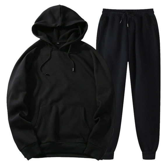 Baqcunre Hoodies For Men Women With Pants Hoodie Plus Leisure Winter Fleece Hooded Plush Women Suits Track Suits For Men Set Tops For Men Black XL