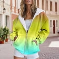 thumbnail image 1 of Baqcunre Hoodies For Women Autumn And Winter Color Gradient Printing Casual Pockets Drawstring Hooded Jacket Zipper Women's Hooded Sweatshirt Womens Jacket Womens Fall Tops T XXL, 1 of 4