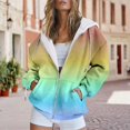 thumbnail image 1 of Baqcunre Hoodies For Women Autumn And Winter Color Gradient Printing Casual Pockets Drawstring Hooded Jacket Zipper Women's Hooded Sweatshirt Womens Jacket Womens Fall Tops Q M, 1 of 4