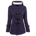 thumbnail image 1 of Baqcunre Hoodies For Women Women Solid Color Horn Buttons Sweatshirt Cardigan Padded Hooded Coat Jacket Overcoat Womens Jacket Fall Outfits Women Trendy Purple XL, 1 of 3