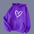 thumbnail image 1 of Baqcunre Hoodies For Women Women'S Hoodie With Love Print Hoodie Pocket Drawstring Warm Hoodie Sweatshirt For Women Fall Outfits For Women 2023 Purple XL, 1 of 3
