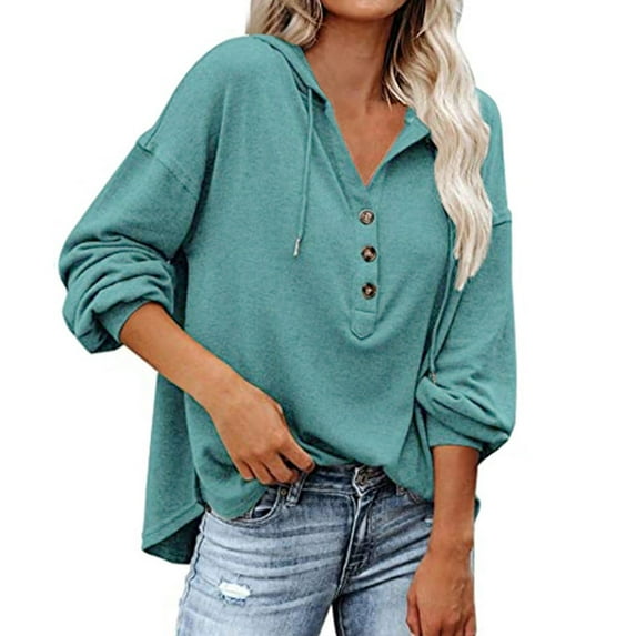 Baqcunre Hoodies For Women Women'S Long Sleeved Casual Loose Solid Color Hoodie Hoodie Sweatshirt For Women Fall Outfits For Women 2023 Green XXL
