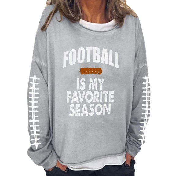 Baqcunre Hoodies For Women Women'S Monogram Printed Loose Round Neck Long Sleeve Sweatshirt Top Sweatshirt For Women Fall Clothes For Women 2023 Grey 4XL