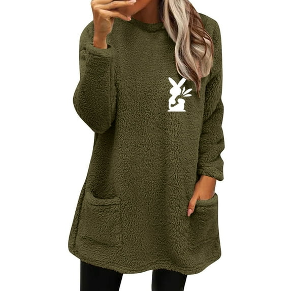 Baqcunre Hoodies For Women Womens Winter Coat Loose Wool Jacket Long Sleeved Jumper With Pockets Womens Jacket Womens Fall Tops Green 3XL