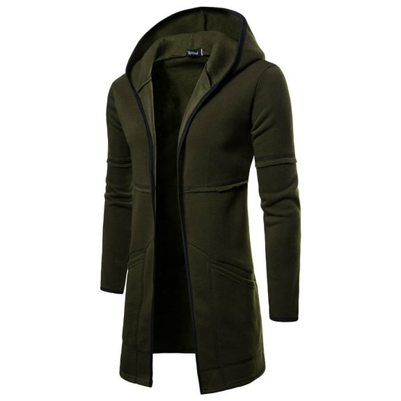 Baqcunre Hoodies For Men Hooded Trench Fashion Mens Blouse Long Cardigan Solid Jacket Outwear Sleeve Coat Men'S Coats Jackets Sweatshirts For Men Tops For Men Green M