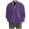 thumbnail image 1 of Baqcunre Hoodies For Men Mens Simple Casual Loose Hoodless Oversize Zipper Stand Collar Hoodless Pullover Sweater Coat Top Zip Up Hoodie Men Tops For Men Purple 3XL, 1 of 3