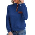 thumbnail image 1 of Baqcunre Hoodies For Women Autumn And Winter Long Sleeved Vintage Patchwork Stand Collar Pullover Cotton Hoodie Crewneck Sweatshirts Womens Fall Tops Blue M, 1 of 1