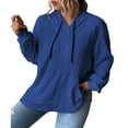 thumbnail image 1 of Baqcunre Hoodies For Women Women'S Hoodie Sweatshirt Pullover Front Pocket Basic Black White Street Hoodie Long Sleeve Womens Fall Tops Womens Sweaters Blue 2 XXL, 1 of 7