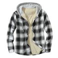 thumbnail image 1 of Baqcunre Jackets For Men Mens Fashion Plaid Single Sided Velvet Pocket Hooded Buckle Composite Coat Jacket Coat Winter Coats For Men Tops For Men Grey XL, 1 of 5