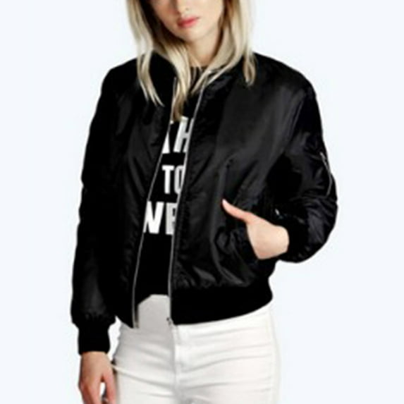 Baqcunre Jackets For Women Autumn/Winter Solid Color Short Fashion Zipper Overlay Jacket Coat Winter Coats For Women Fall Outfits For Women 2023 Black L