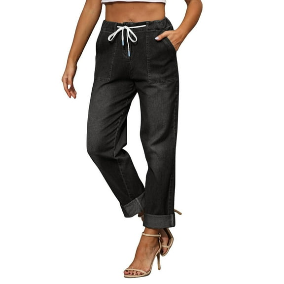 Baqcunre Jeans for Women Spring And Autumn Jeans Women's Loose Harun Pants Loose Waist Wild Casual Straight Pants Straight Leg Jeans for Women Jeans for Women Trendy