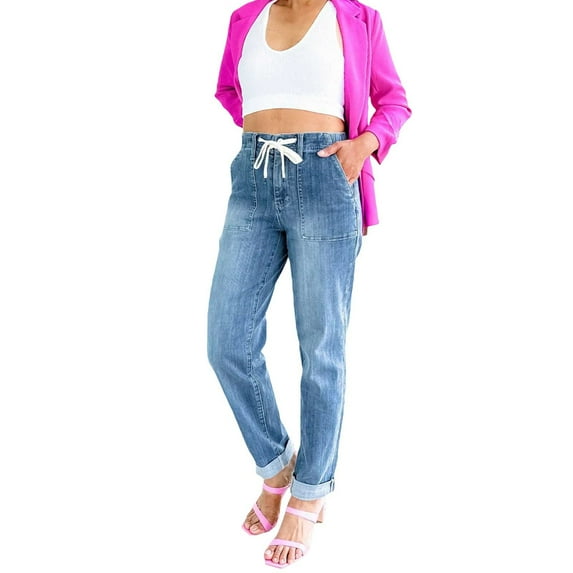 Baqcunre Jeans for Women Spring And Autumn Jeans Women's Loose Harun Pants Loose Waist Wild Casual Straight Pants Straight Leg Jeans for Women Jeans for Women Trendy