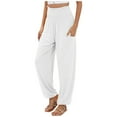 thumbnail image 1 of Baqcunre Joggers For Women,Ladies Solid Pocket High Waist Loose Casual Long Pants,Womens Fashion,Womens Sweatpants,Pants For Women,Womens Clothes,White,L, 1 of 4
