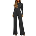 thumbnail image 1 of Baqcunre Jumpsuits for Women,Casual Jumpsuits Loose Belted Dressy Long Sleeve Crewneck Autumn Jumpsuit Wide Legs formal Rompers,Rompers for Women 2023 Women's Pants One Piece Jumpsuit Black XXL, 1 of 8