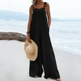 thumbnail image 1 of Baqcunre Jumpsuits for Women Women Casual Solid Pocket Romper Long Playsuit Strap Button Jumpsuit Jumpsuits for Women Dressy One Piece Jumpsuits for Women, 1 of 8