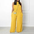 thumbnail image 1 of Baqcunre Jumpsuits for Women Overalls Casual Loose Sleeveless Wide Leg High Neck Tank Jumpsuit Wide Leg Pants Woman Pants for Women One Piece Jumpsuit Womens Clothes Yellow M, 1 of 5
