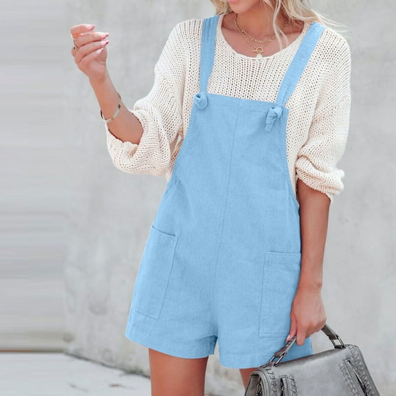 Baqcunre Jumpsuits for Women Women's New Summer Casual Fashion Strap Shorts Jumpsuit Strap Pants Jumpsuits for Women Dressy One Piece Jumpsuits for Women