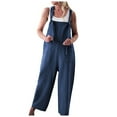 thumbnail image 1 of Baqcunre Jumpsuits for Women Women's Sleeveless Overalls Jumpsuit Solid Summer Wide Leg Bib Pants Bottons Jumpsuit Romper with Button Pockets Jumpsuits for Women Dressy One Piece Jumpsuits for Women, 1 of 3