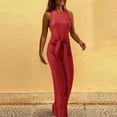 thumbnail image 1 of Baqcunre Jumpsuits for Women Women's Solid Color Round Neck Sleeveless Slim Fit Sequin Silver Point Jumpsuit Wide Leg Pants Jumpsuits for Women Dressy One Piece Jumpsuits for Women, 1 of 9