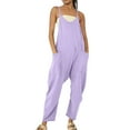 thumbnail image 1 of Baqcunre Jumpsuits for Women,Womens Casual Summer Jumpsuit Sleeveless Loose Solid Color Comfortable Strap Loose Jumpsuit Pocket Jumpsuit for Women Purple1, 1 of 4